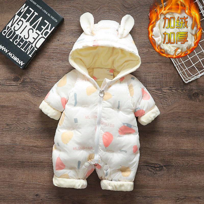 Bộ Áo Liền Quần Vải cotton Dày Giữ Ấm Thời Trang Thu Đông Cho Bé