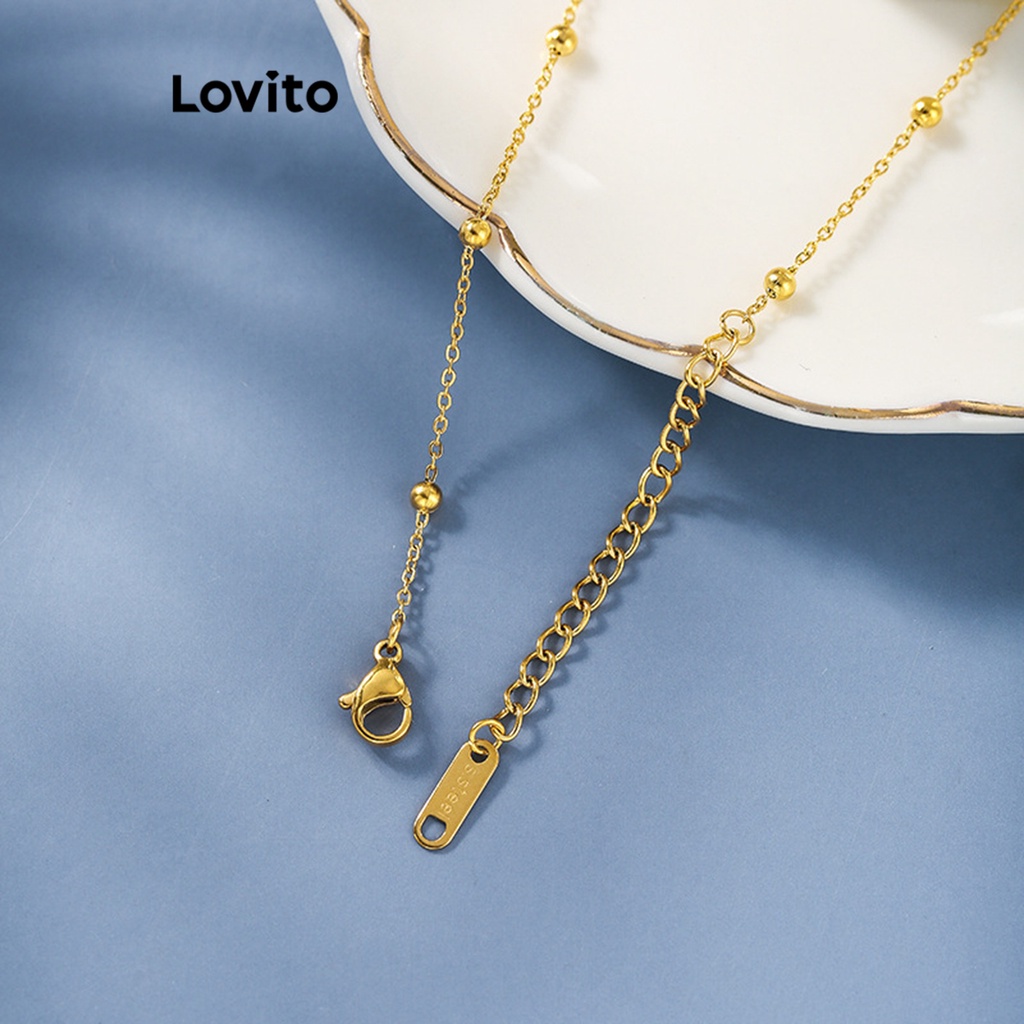 Lovito Vòng chân trái tim trơn thông thường dành cho nữ LFA01132