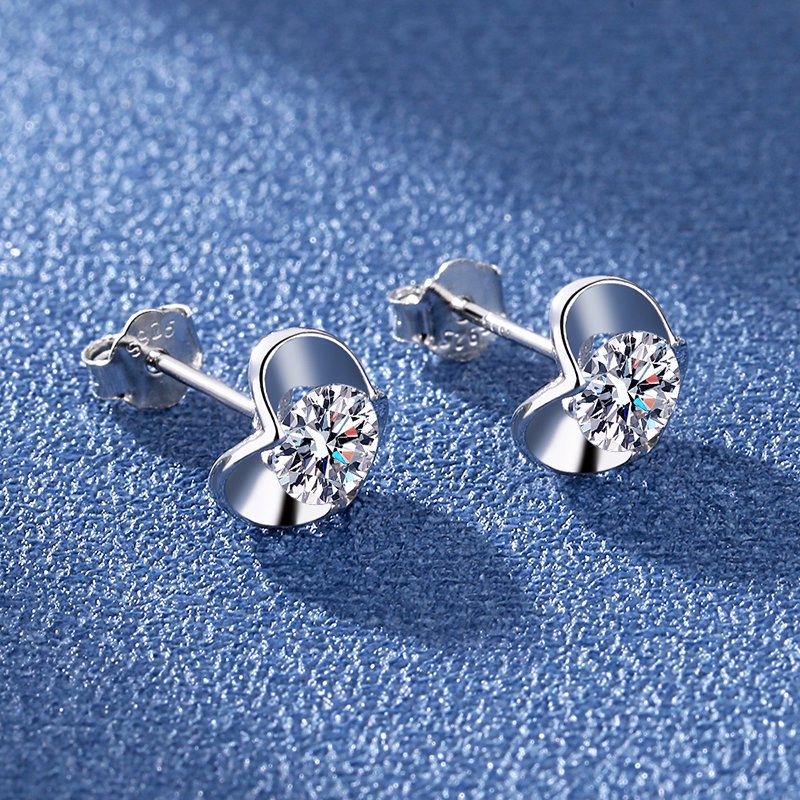 Bông Tai Hình Cỏ Bốn Lá Đính Kim Cương Trắng Đơn Giản Thanh Lịch Thời Trang Cho Nữ