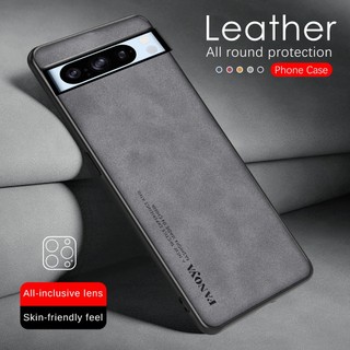 Phone Case For Google Pixel 8 Pro 5G Pixel8 Pixel8Pro Plain Sheepskin Leather Matte Casing Anti-fall Silicone TPU Soft Camera Protect Shockproof Back Cover