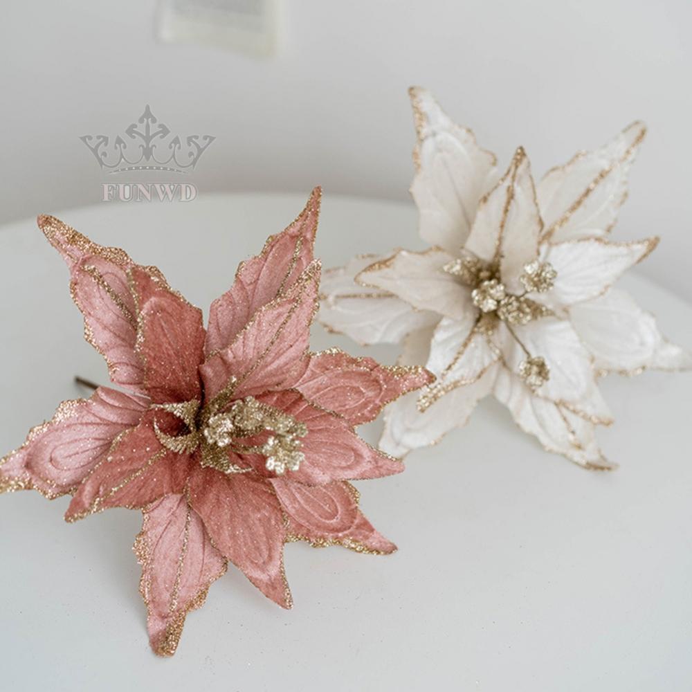 Christmas Flower Poinsettia Glitter Flower Simulation Flower Christmas Wreaths