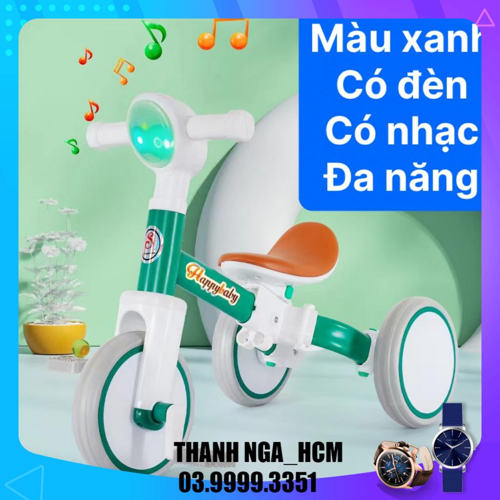Xe đạp 3 bánh có đèn có nhạc đa năng gấp gọn yên da cho bé