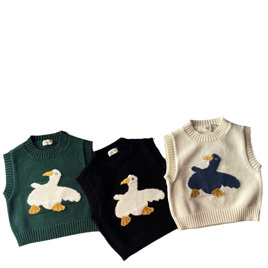 Áo sweater Dệt Kim Không Tay Họa Tiết Hoạt Hình Thời Trang Mùa Đông Cho Bé