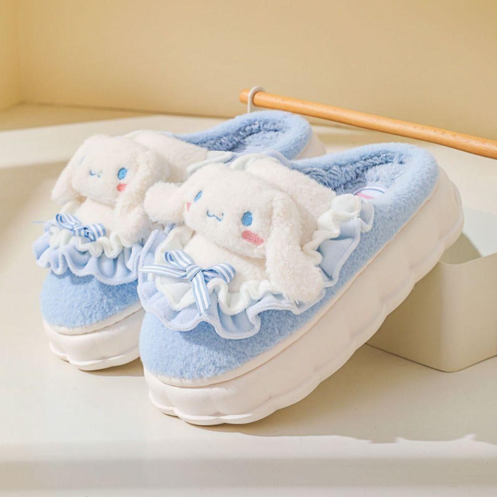 Shanhai Dép Bông Mềm Đi Trong Nhà Mùa Đông Họa Tiết Hoạt Hình melody kt pompom purin