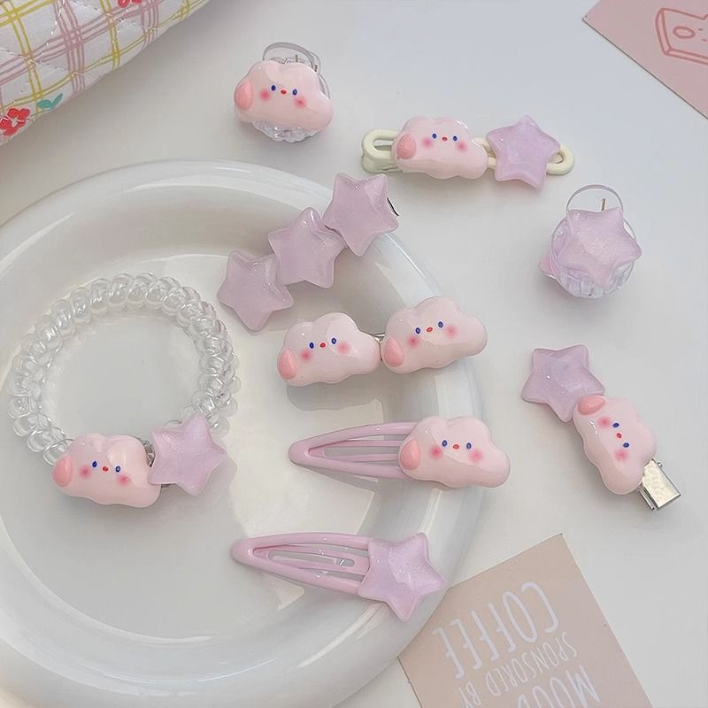 Set 5 Kẹp Tóc Hình Đám Mây / Ngôi Sao / Đám Mây Dễ Thương Xinh Xắn Cho Nữ