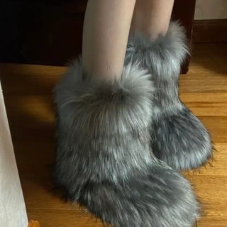 Hot girl boots Lông Xù Một Mảnh Phong Cách Âu Mỹ Mới Đi Chơi Tuyết Ngoài Trời Giải Trí Trung Bình shibuya