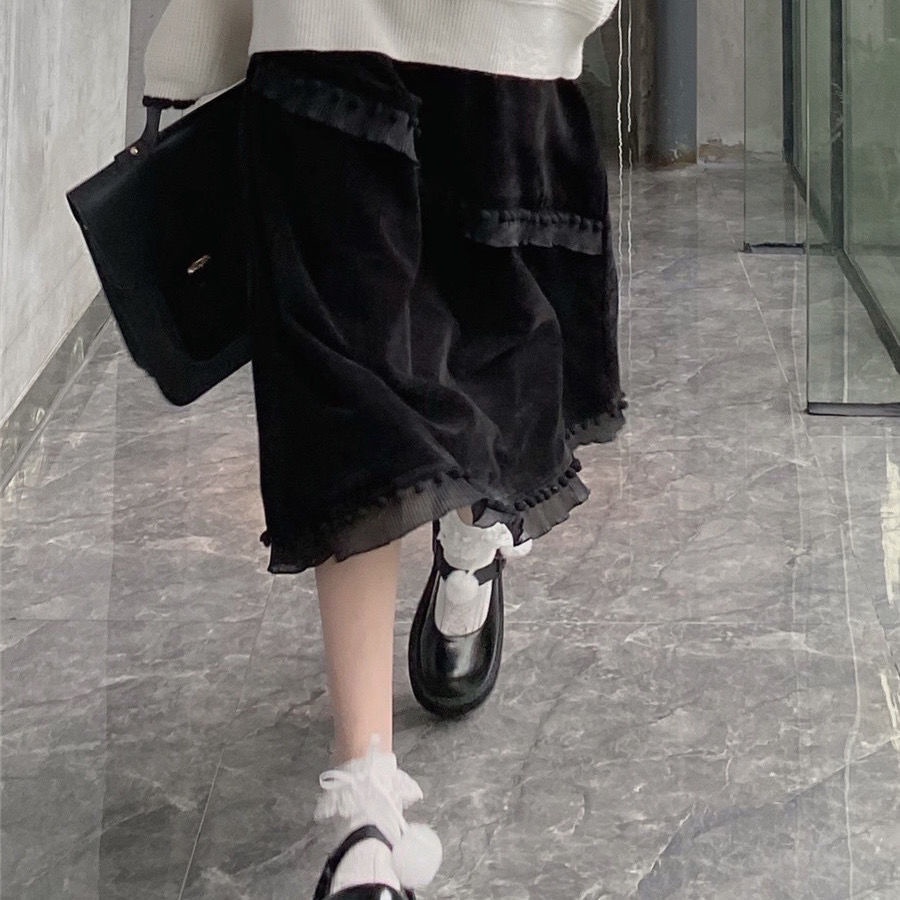 Mới Chân Váy Dài Qua Gối Lưng Cao Phong Cách Nhật Bản Ngọt Ngào Dễ Thương