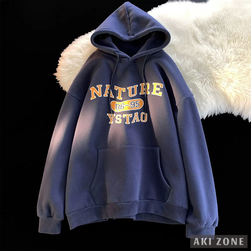 Áo hoodie Dáng Rộng Thời Trang Thu Xuân Phong Cách retro Mỹ Cho Nam