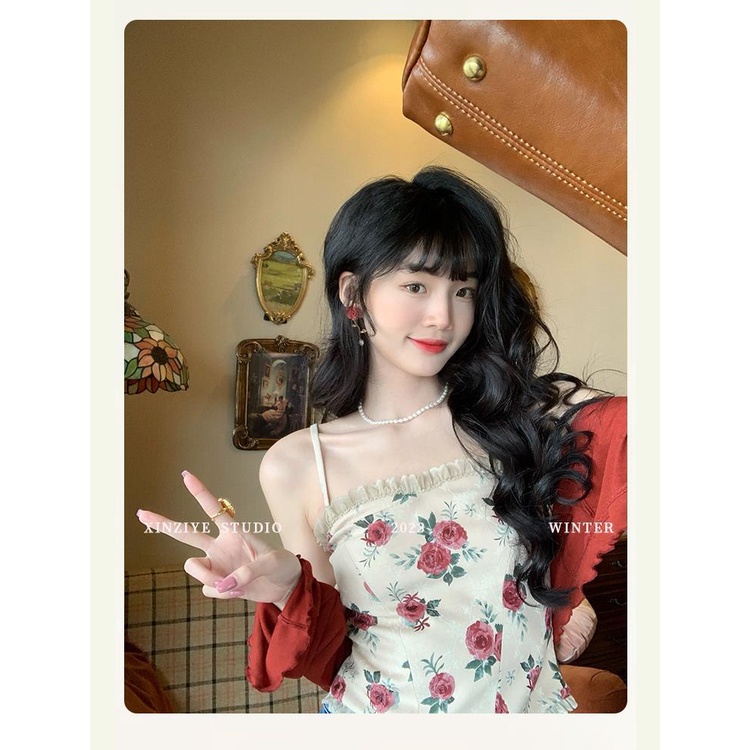 Set Áo Hai Dây Và Áo Khoác cardigan Chống Nắng Phong Cách retro Cho Nữ