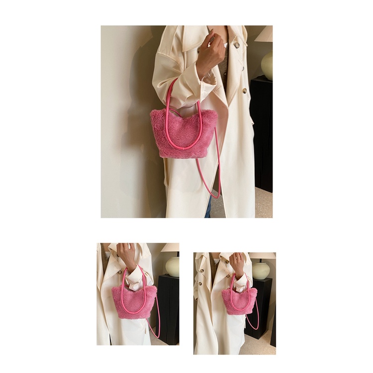Túi Đeo Chéo Vai Bằng Vải Lông Cừu Thời Trang Thu Đông 2023 Phong Cách Mới Cho Nữ