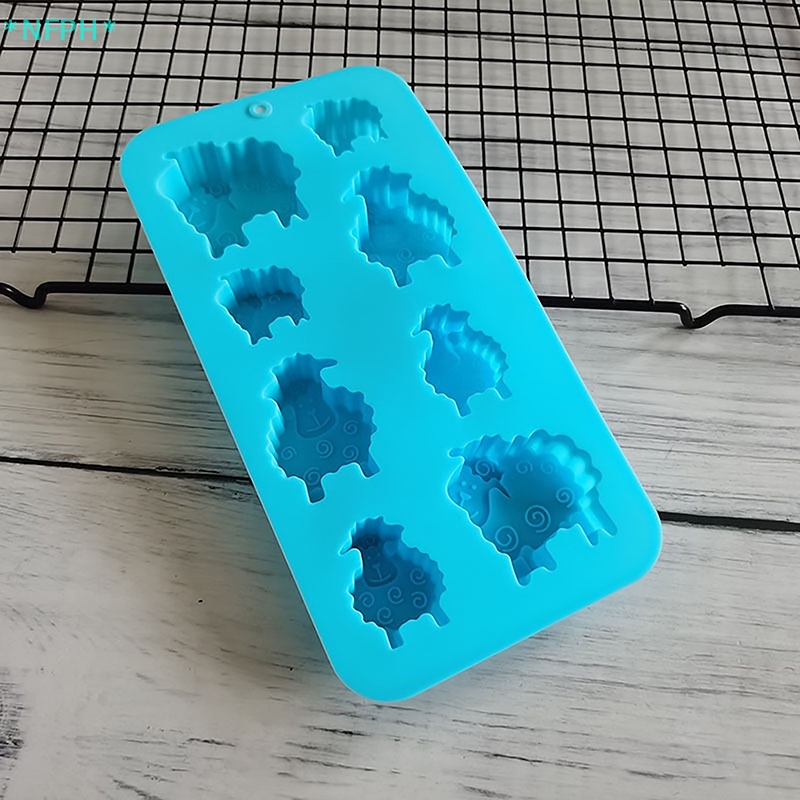 1 Khuôn Silicon Làm Đá / chocolate / Bánh Quy / Kẹo 8 Lỗ Hình Động Vật diy Mới