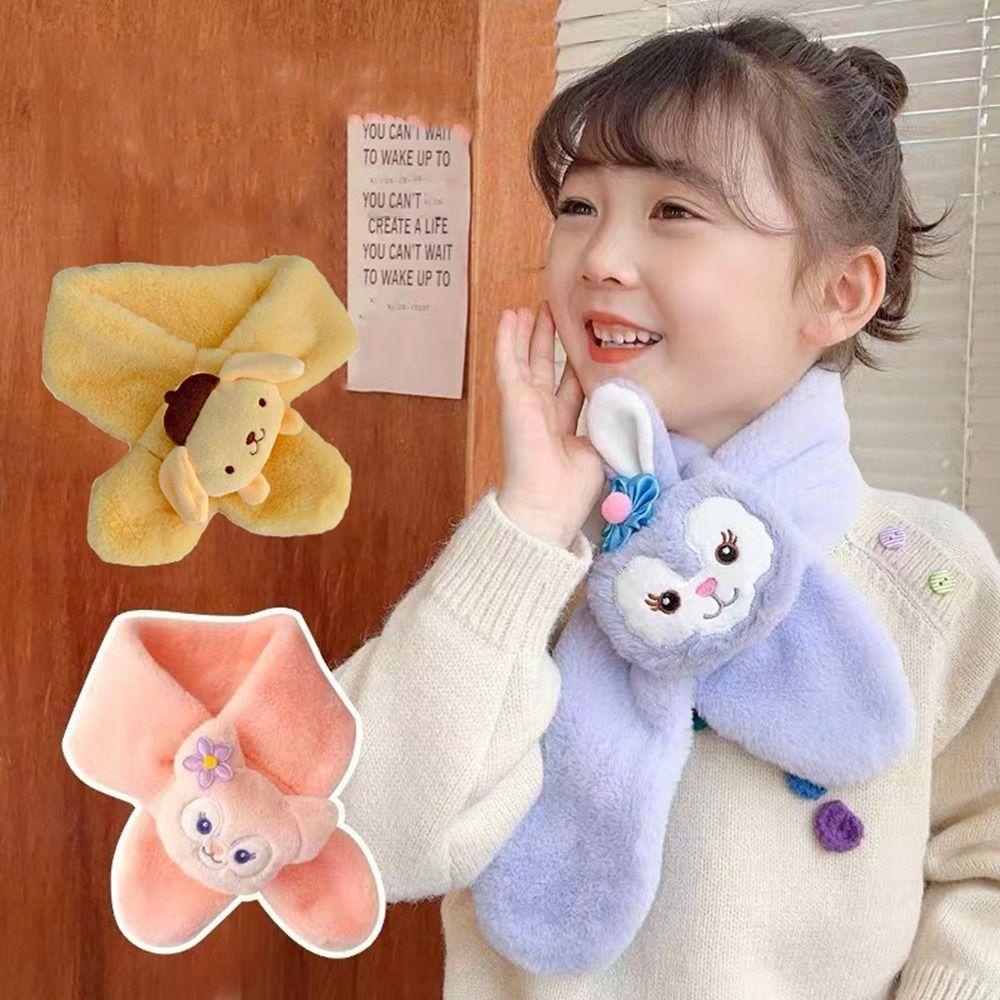 Khăn Choàng Cổ Phủ Lông Dày Dặn Ấm Áp Họa Tiết Hoạt Hình Dễ Thương Cho Bé