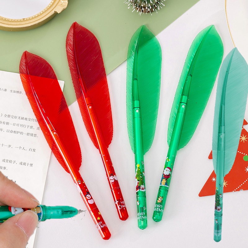 Bút Kí Tên Màu Đen Hình Cây Thông Noel / Lông Vũ Hoạt Hình Khô Nhanh Dùng Trong Trường Học / Văn Phòng Phẩm