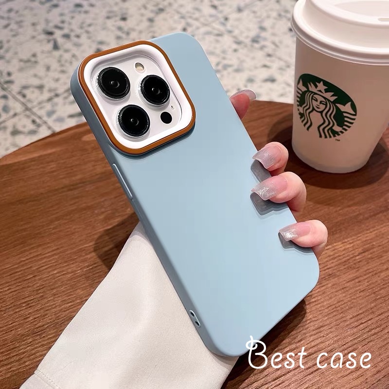 Ốp Điện Thoại Mềm Màu Trơn Đơn Giản Cho iphone 11 12 13 14 15 pro max