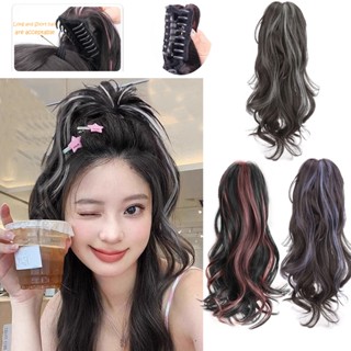 Tóc Giả Xoăn Cao Có Kẹp Tóc Đuôi Ngựa Màu Hồng / Xanh Xám