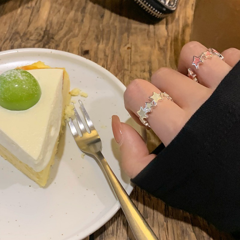 Nhẫn Hở Hình Ngôi Sao Năm Cánh y2k Màu Hồng Ngọt Ngào Có Thể Điều Chỉnh Cho Cặp Đôi