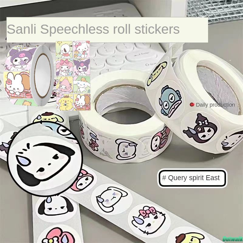 ⚡Còn Hàng⚡ 500 Cái/cuộn Nhãn Dán Sanrio Kawaii Hello Kitty Melody Kuromi Hành Lý Graffiti Đề Can Đồ   Trẻ Em Nhãn Dán Trang Trí Quà Tặng