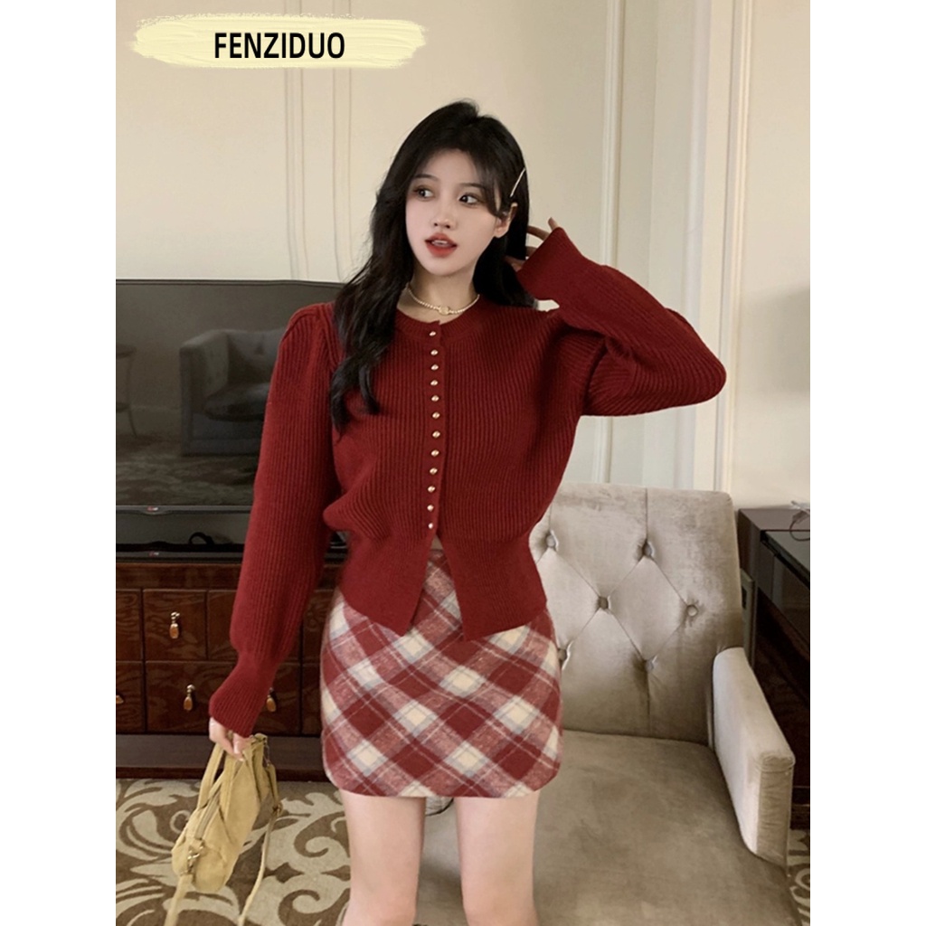 FENZIDUO Áo Len áo khoác cardigan áo khoác Noel Giáng Sinh  áo Noel Giáng Sinh Fashion Fashion Thể thao thời trang WMY23A0UN0 43Z231027