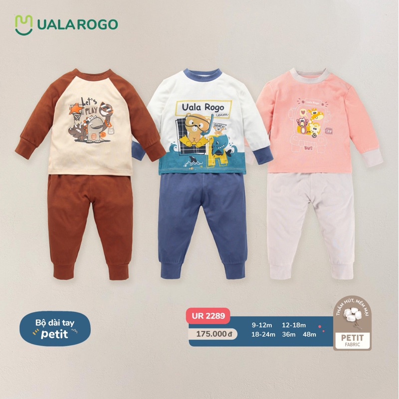 Bộ peptit uala mềm mại thu đông dành    cho bé trai bé gái