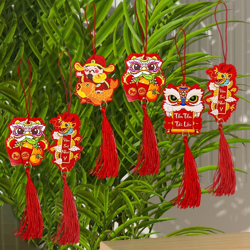 Set 6 Phụ Kiện Treo Trang Trí Năm Mới 2024 Phong Cách Trung Hoa