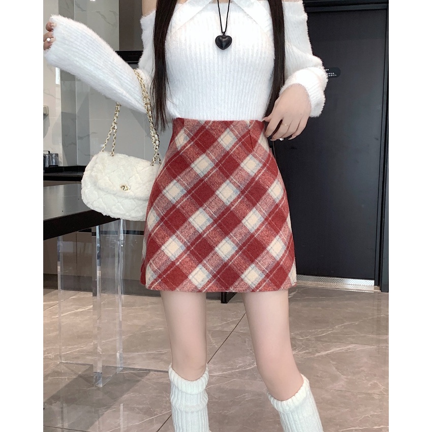 Chân Váy Len Chữ a Lưng Cao Dáng Ôm Thời Trang Thu Đông Phong Cách Hàn Quốc Cho Nữ