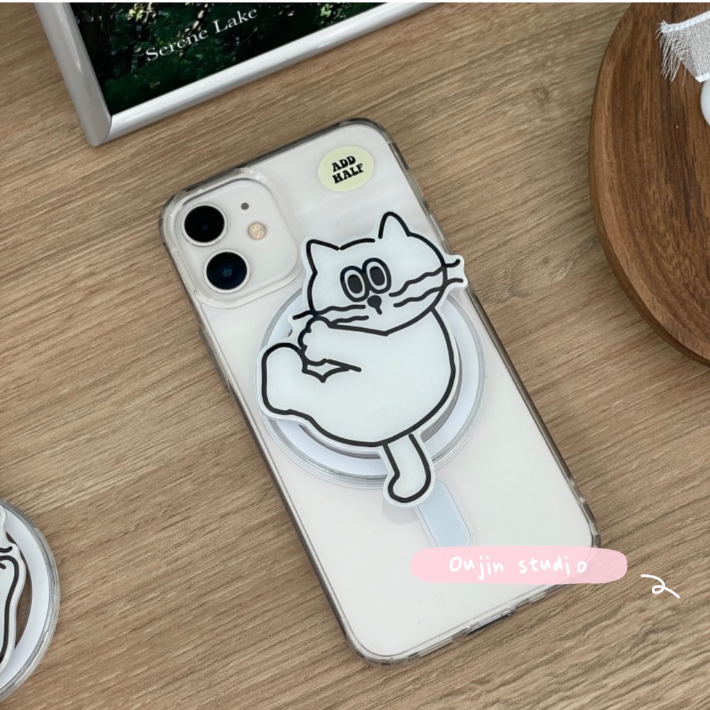 Miếng Dán Đỡ Điện Thoại Từ Tính Không Dây Hình Mèo Dễ Thương Có Thể Thu Vào