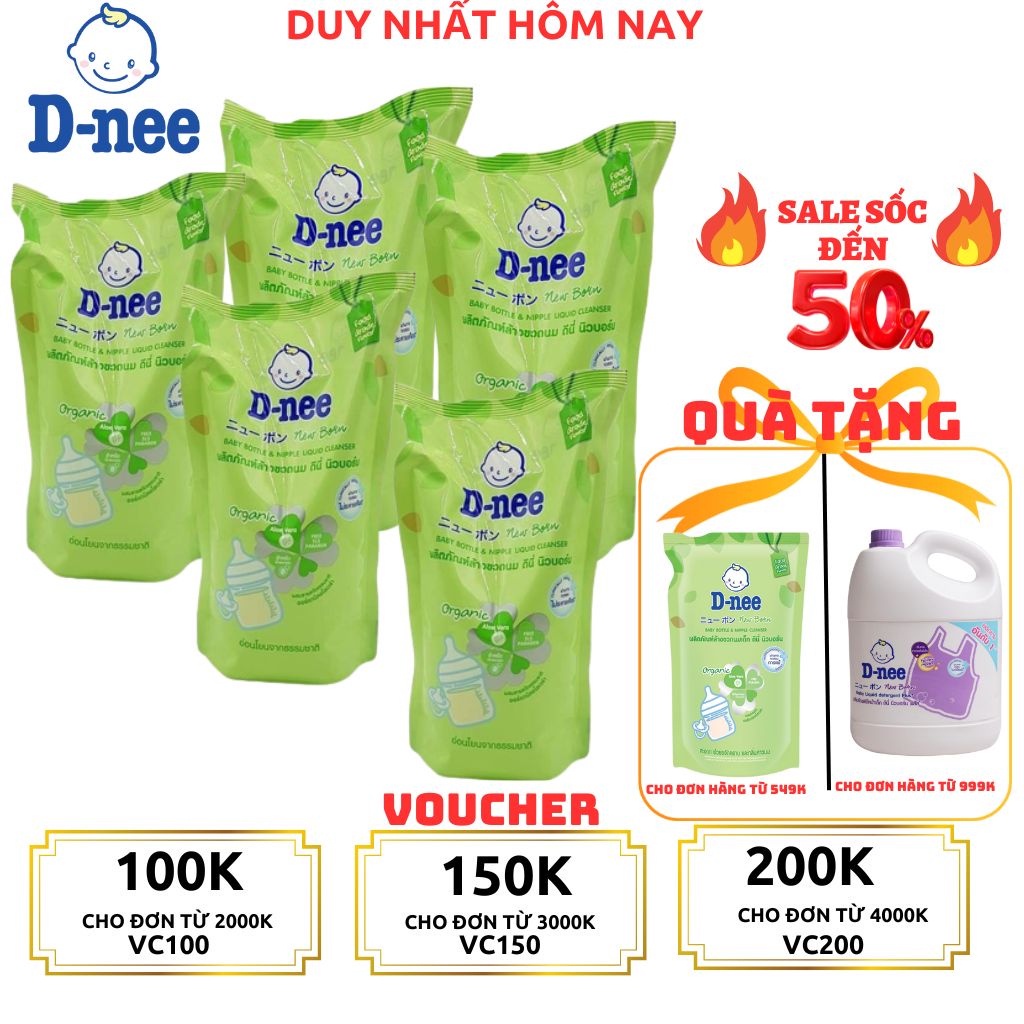 Túi Nước xúc bình sữa Dnee, rửa bình sữa Dnee dạng túi  400ml hàng xịn..