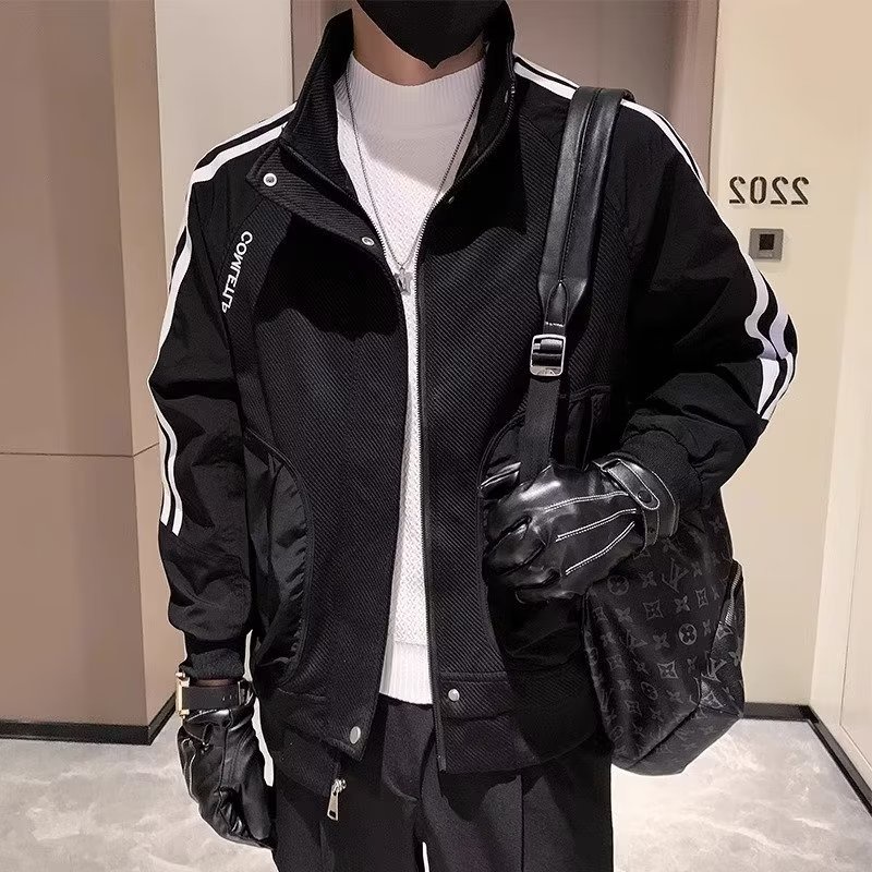 Magee Áo Khoác Tay Dài Cổ Đứng Họa Tiết Kẻ Sọc Màu Trơn Phong Cách Hàn Quốc Thời Trang Cao Cấp Cho Nam