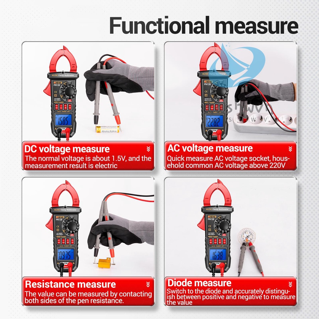ANENG Kẹp Vạn Năng Kế Kỹ Thuật Số pn128 Đếm 4000 600a ac / dc Chuyên Dụng