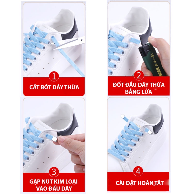 KAYFIA - Một cặp dây giày sneaker 8mm và 4 đầu khoá kim loại phù hợp với mọi lứa tuổi