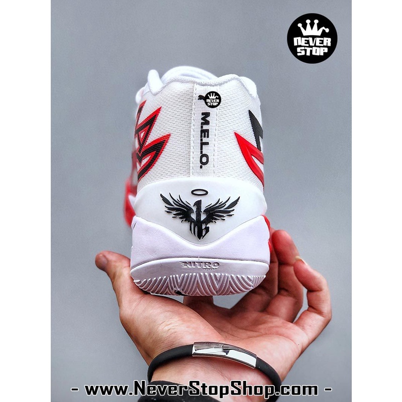 Giày bóng rổ PM MB 02 trắng đỏ mẫu mới, đế rít bám sân chuyên chơi indoor outdoor  | NeverStopShop.com