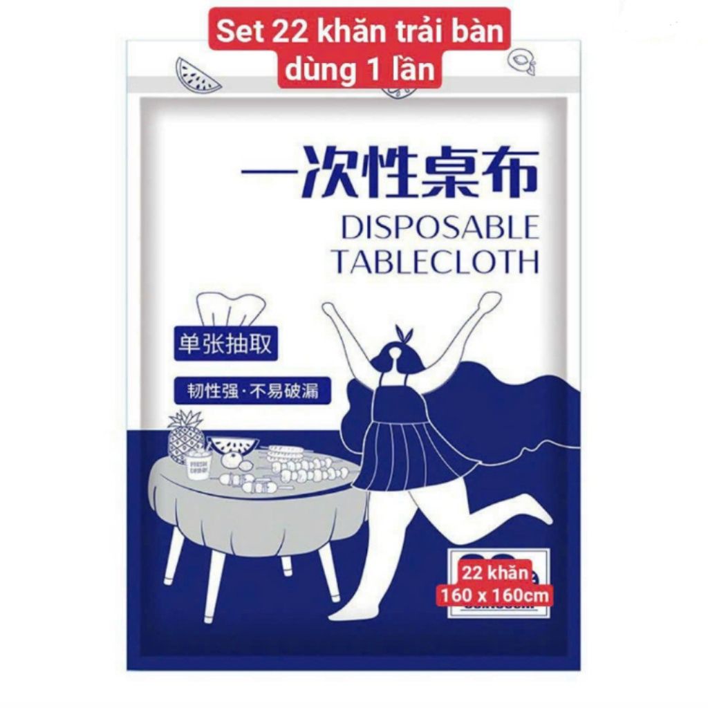 Set 22 khăn trải bàn dùng 1 lần tiện dụng nhanh chóng không mất thời gian lau dọn 160x160cm