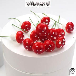  Set 10 cây nấm mini tiểu cảnh trang trí chậu cây cây thông giáng sinh quà tặng handmade DIY 