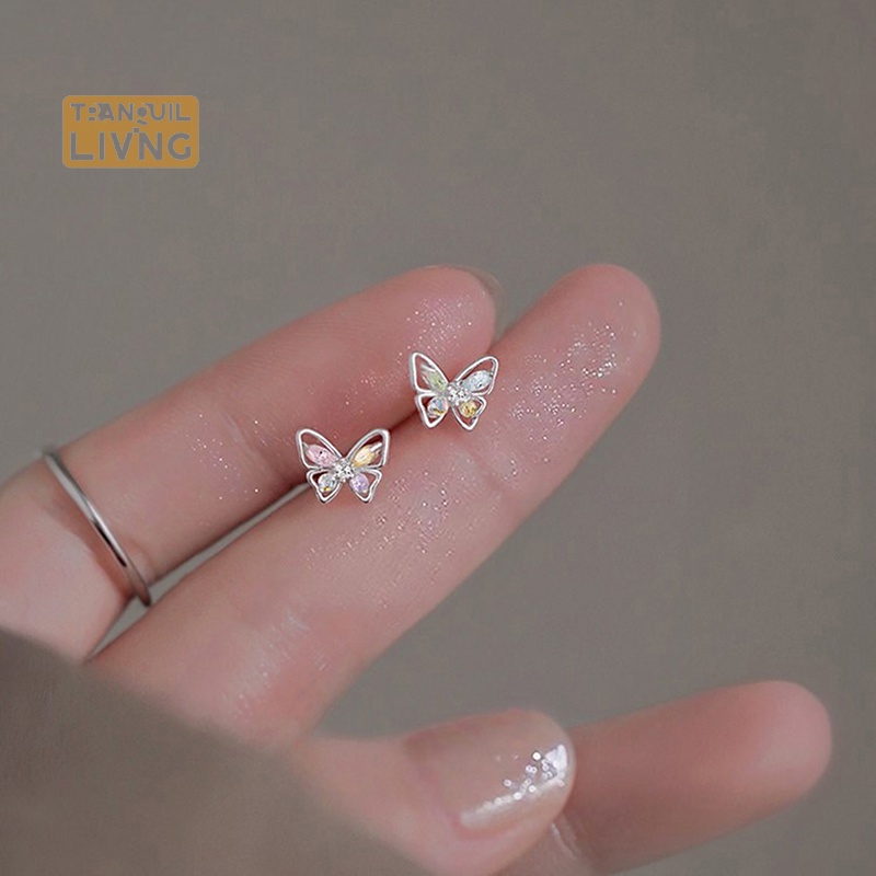 Bông Tai Hình Bướm Đính Đá zircon Pha Lê Mẫu mới Dành Cho Nữ