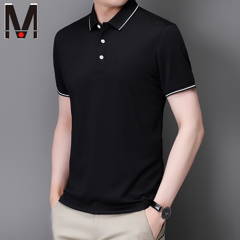 Áo polo Tay Ngắn Màu Trơn Thoáng Khí Thời Trang Công Sở Cho Nam