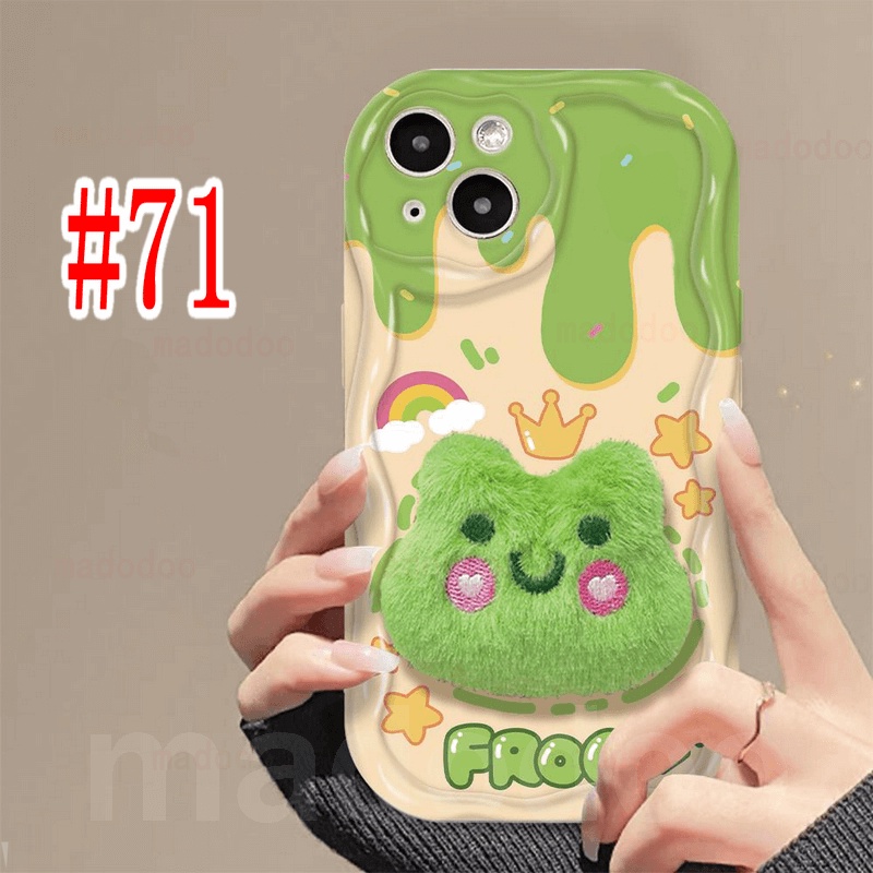 Ốp lưng Cartoon Soft Redmi Note 13 Pro+ 12S 4G 12 Pro Plus 5G 13C 12C A1 A2 11S 11 10C 10 9T 9C 9A POCO X5 Cute Frog Winnie the Pooh Bear Plush Stand Phone Case Full Wavy Cream Edge Fine Hole Airbag Anti-fall Back Cover NY 70
