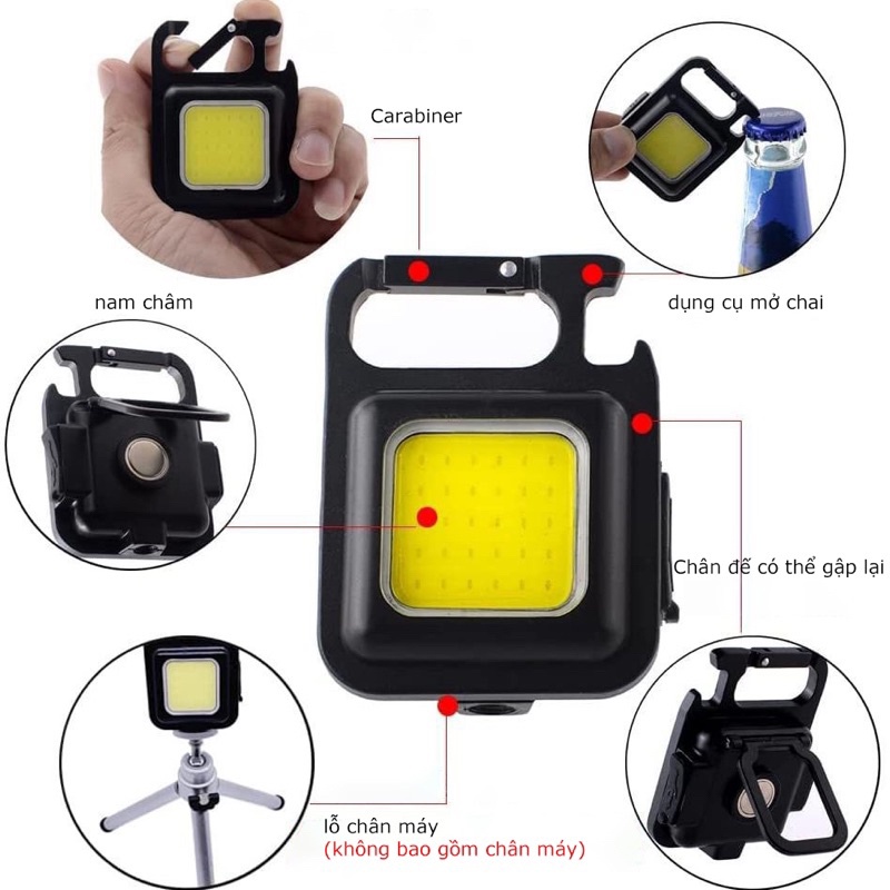 Sale Đèn pin mini kiêm móc khoá siêu sáng ,3 Chế Độ Sáng Kèm Dây Sạc USB - Type C, đèn led móc khoá đa năng , nhỏ gọn
