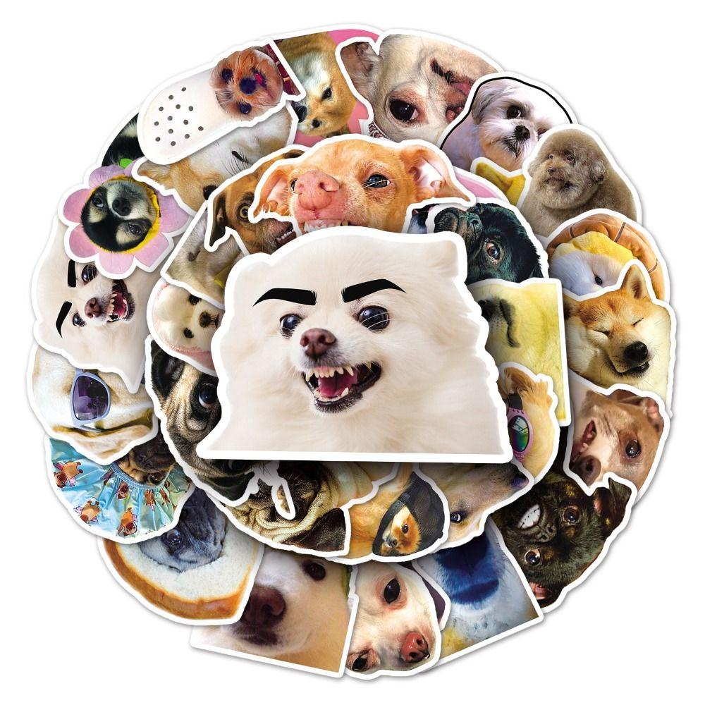 Mmluck Bộ 50 Miếng Dán Hình Cún husky Vui Nhộn Chống Thấm Nước Trang Trí Vali