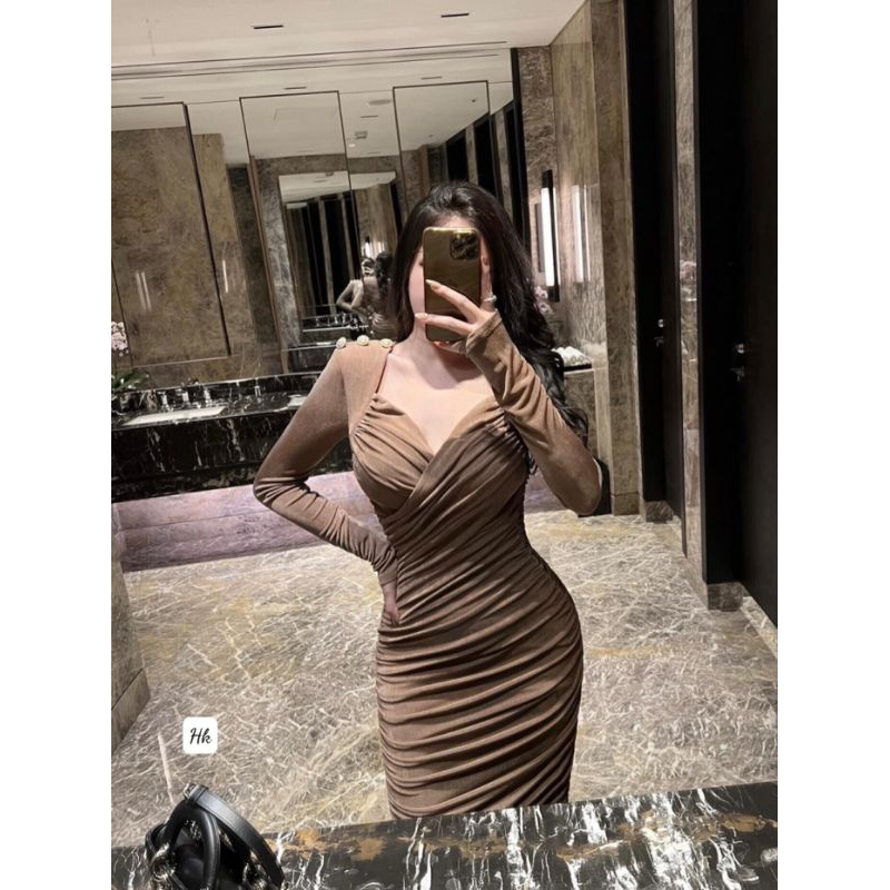 Váy body rúm dáng dài cực sang chảnh