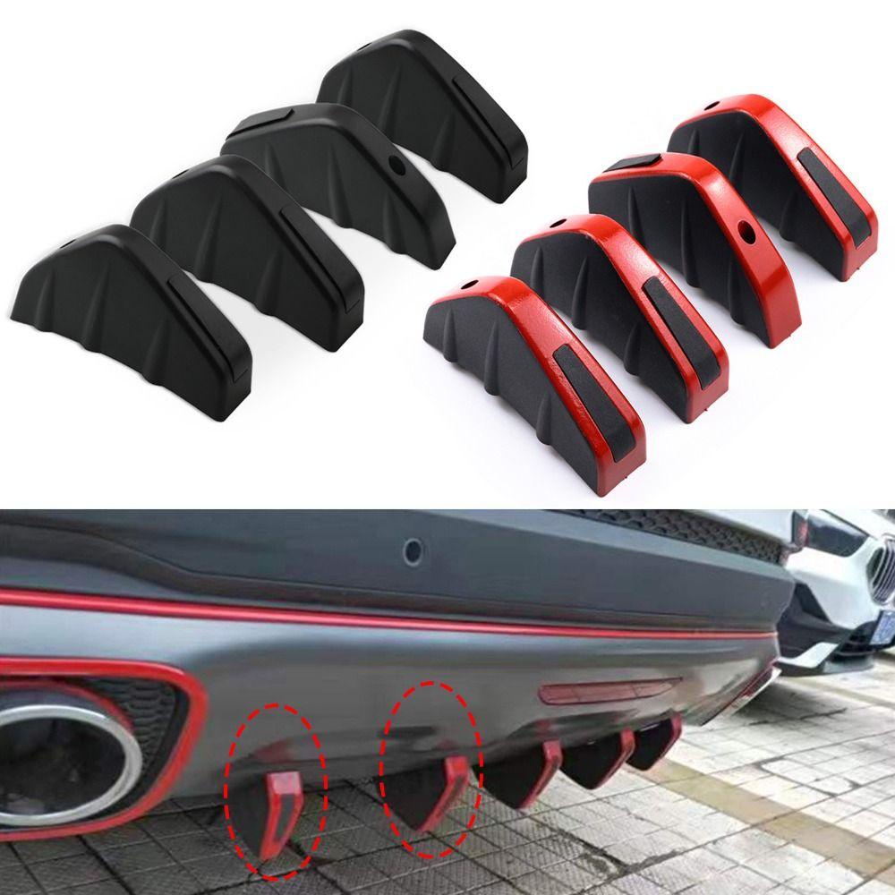 Btlimer set 4 Miếng Dán Sợi carbon Chống Va Chạm Hình Vây Cá Mập Màu Đỏ Đen Phổ Biến Cho Xe Hơi