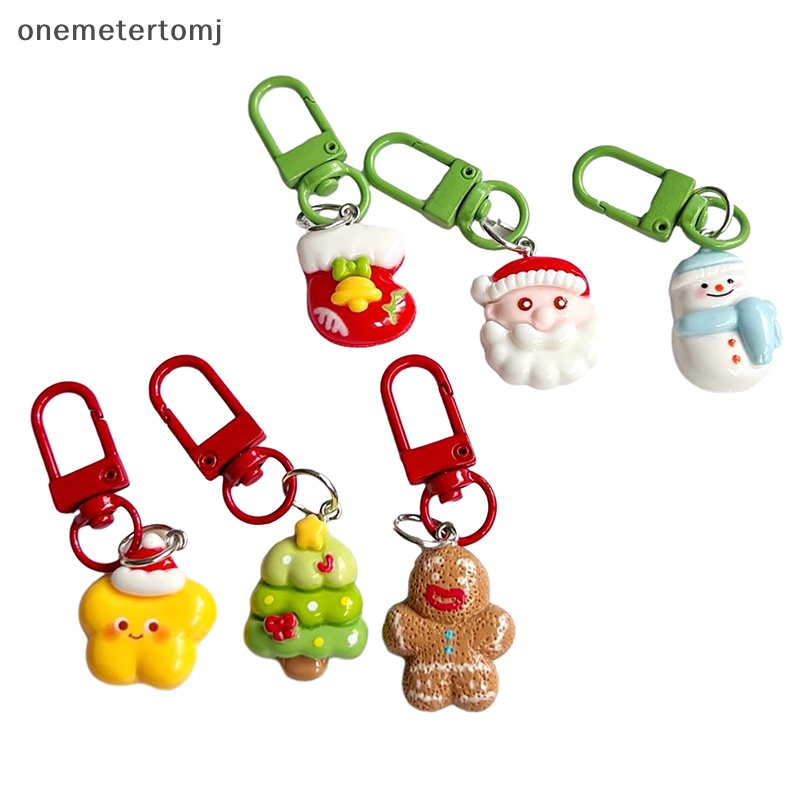 Onemetertomj Móc Chìa Khóa Hình Búp Bê Gừng / Ông Già Noel / Cây Thông / Vớ Trang Trí Túi Xách