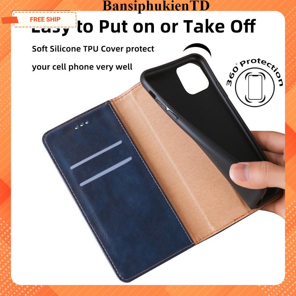 Bao da Oppo A38 4G,A57 4G, A58 4G, A77s, A78 bao da có ngăn để thẻ, may viền chắn chắn