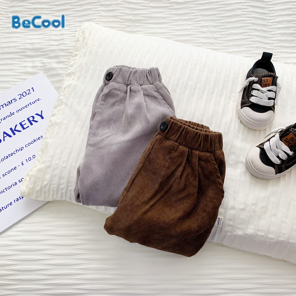 Quần Dài Nhung Chữ R Cho Bé Chất Nhung Tăm Cao Cấp BeCool, Quần Dài Thu Đông Cho Bé Từ 10-27kg