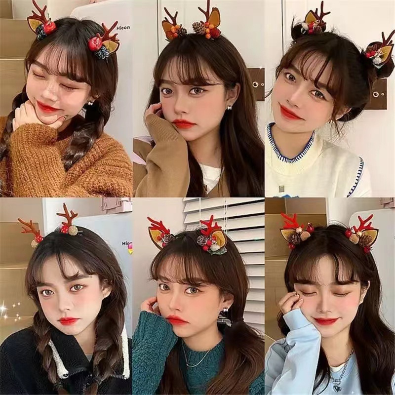 Kẹp Tóc Hình Sừng Tuần Lộc Giáng Sinh Dễ Thương Cho Bé Gái