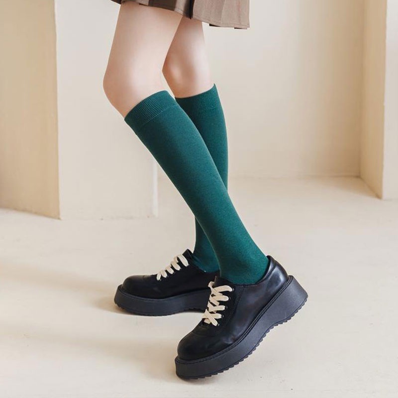 Đôi Vớ cotton Màu Trơn Thu Đông Phiên Bản Hàn Quốc Giảm Béo Gót Chân Đẹp Hợp Thời Trang