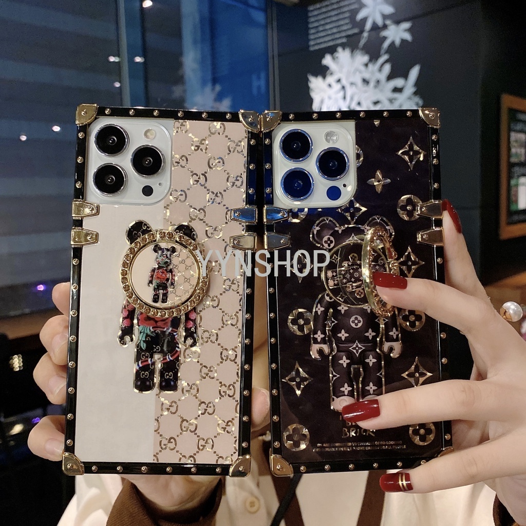 Yyn Ốp Điện Thoại Cứng Có Vòng Đỡ Hình Gấu Cho oppo reno 10 pro 5g reno7 pro reno7z reno6 pro reno6z reno5 pro