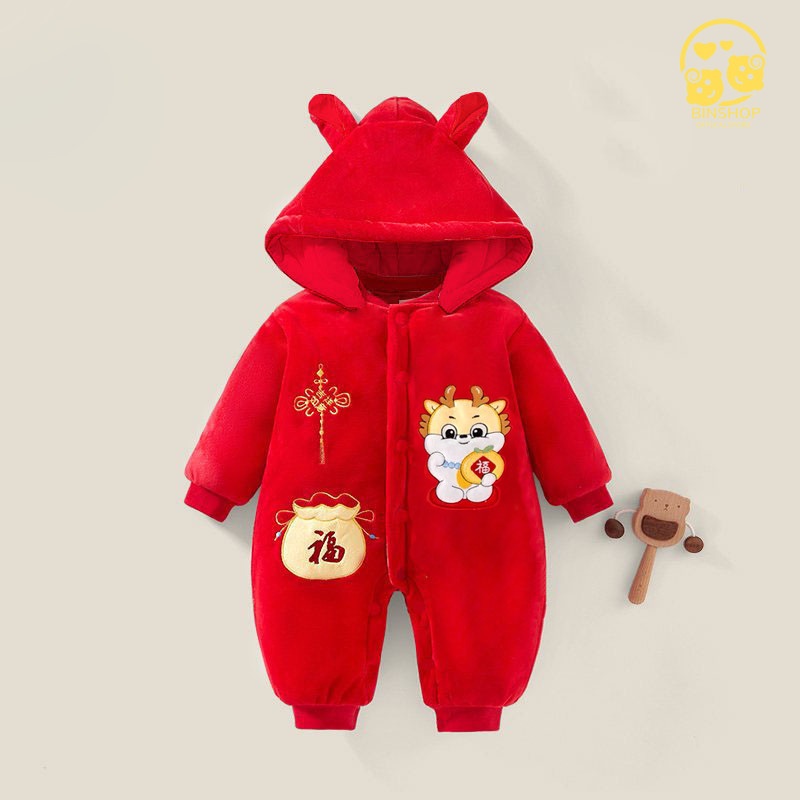 Quần áo trẻ em Chất Nỉ Bông ấm áp, Bộ body cho bé họa tiết Giáng sinh đáng yêu, Bodysuit cho bé trai bé gái từ 0-12M