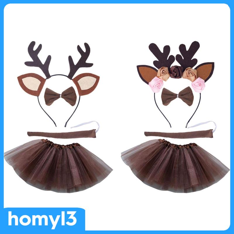 Set Băng Đô + Đầm Hóa Trang Tuần Lộc Xinh Xắn Cho Bé Gái