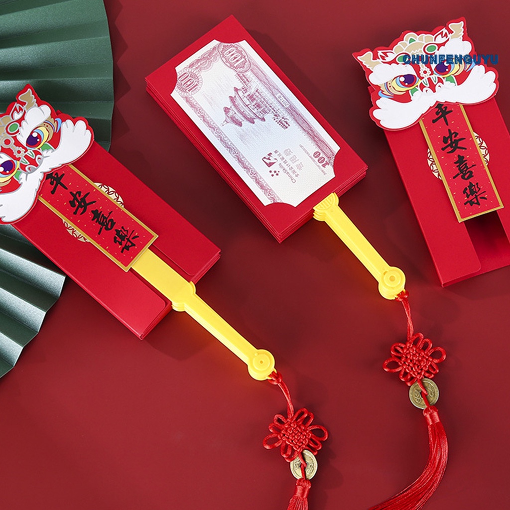 Năm Của Quạt Phong Bì Đỏ Rồng Thiết Kế Hoạt Hình Dễ Thương Có Tua Rua Dễ Đóng Kín Tiền Truyền Thống Trung Quốc