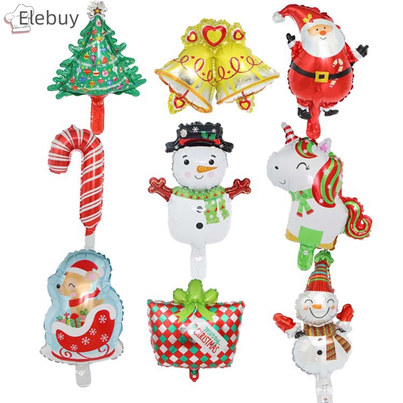 Set 25 Bong Bóng Lá Nhôm Hình Ông Già Noel / Người Tuyết / Tuần Lộc / Cây Thông Giáng Sinh / Năm Mới